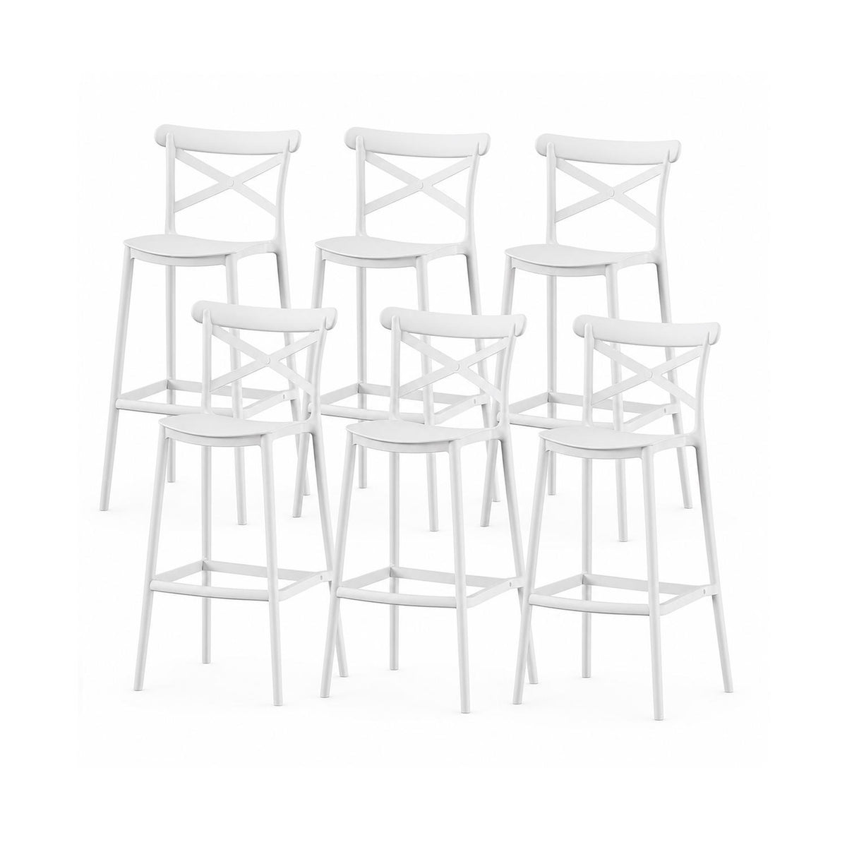 SET 6 Pisos Taburete Silla alta bar cocina Danessa 75cm Blanca