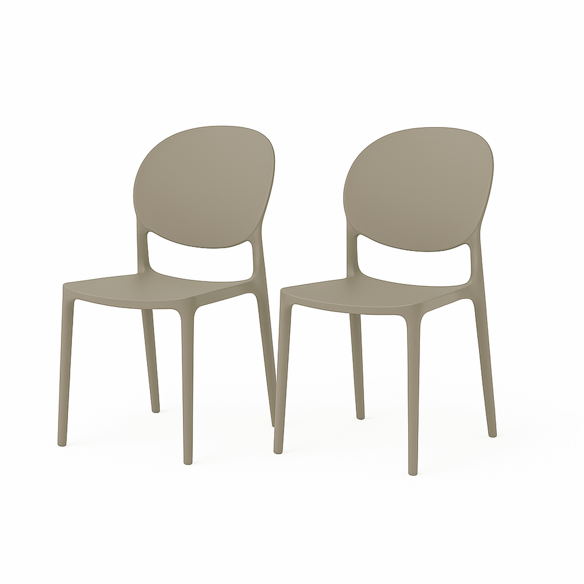 SET 2 Sillas Plástico Apilable Deco Berlín Beige Escandinavia