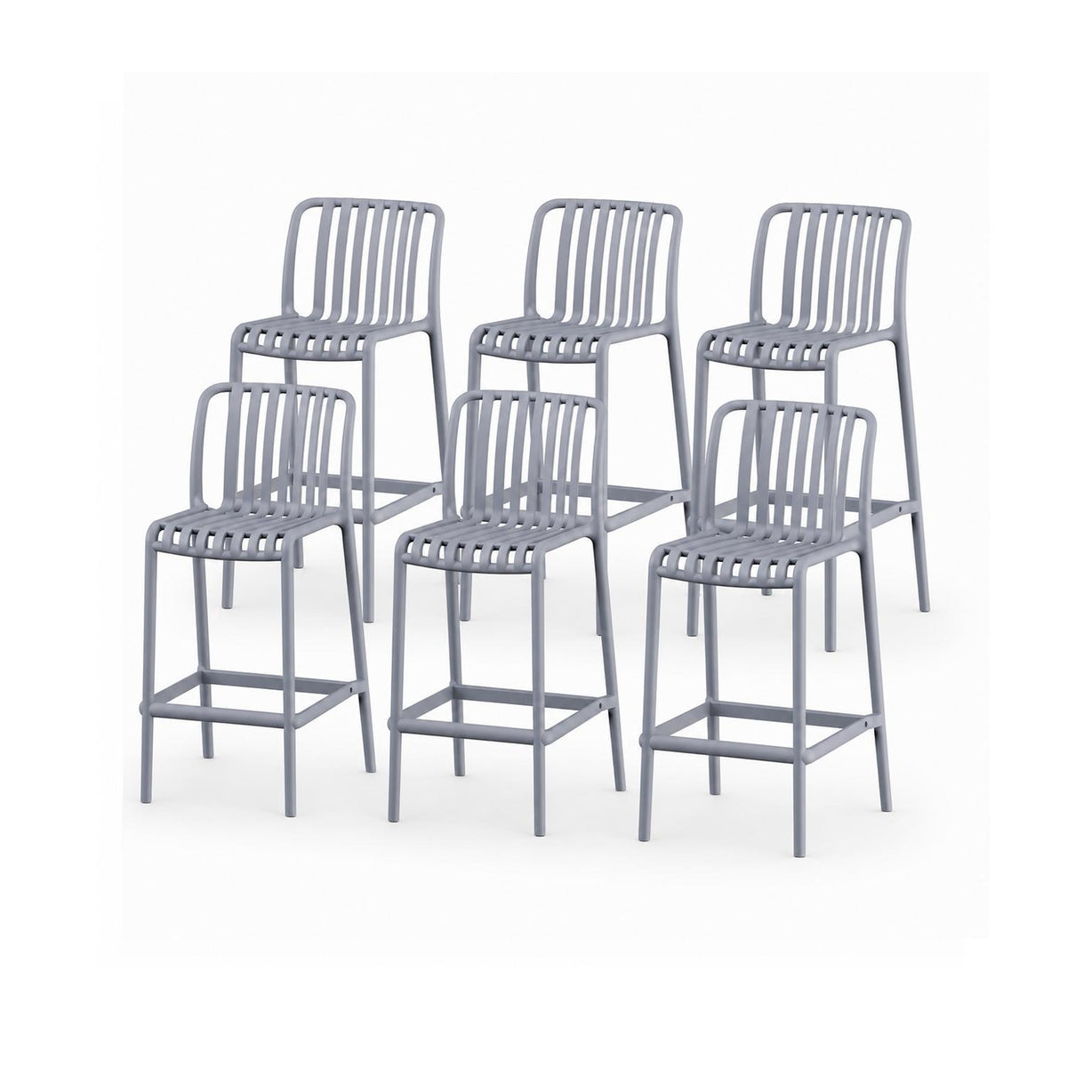 SET 6 Pisos Taburete Silla alta bar cocina Magnus 65cm Gris