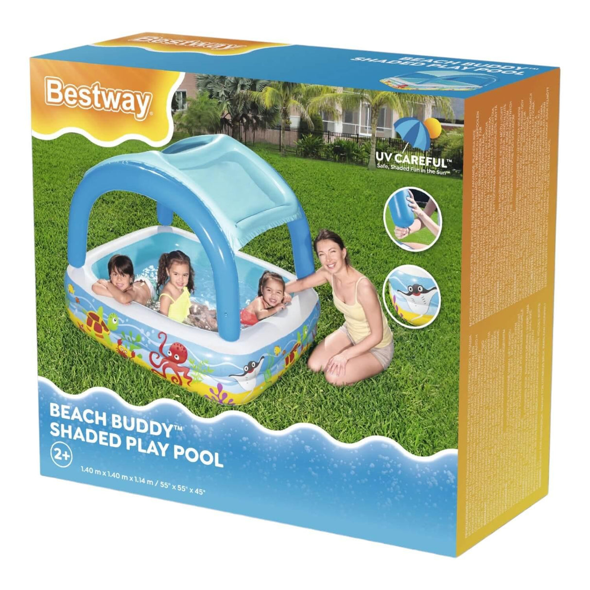 Piscina Inflable Bestway Con Toldo Desmontable 140x140x114cm