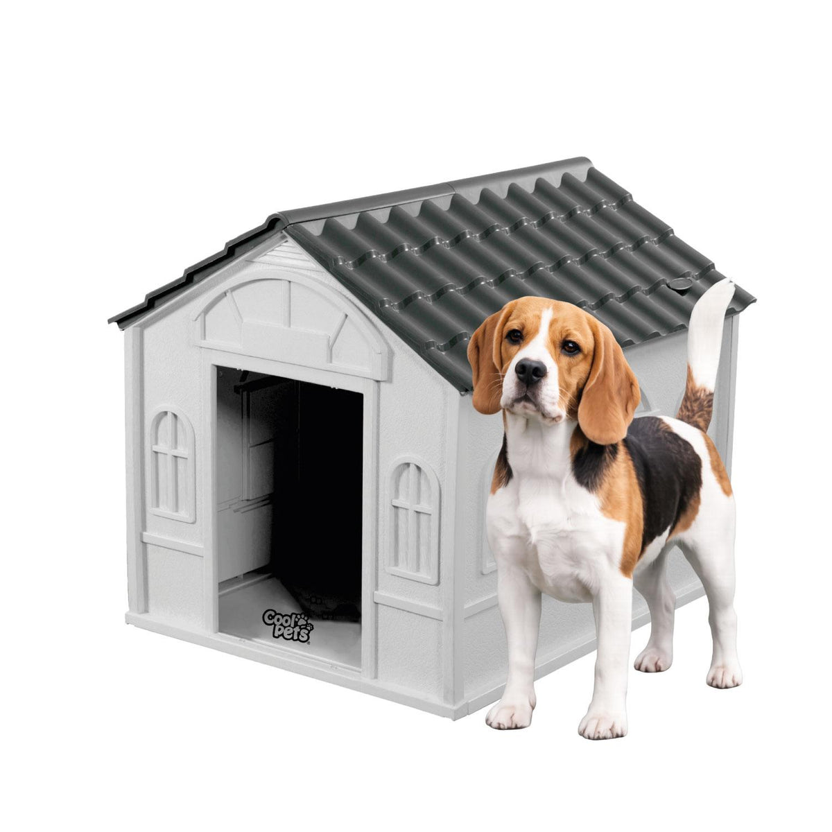 Casa Para Perro Pequeña Cool Pets 76x65x63Cm Techo Gris