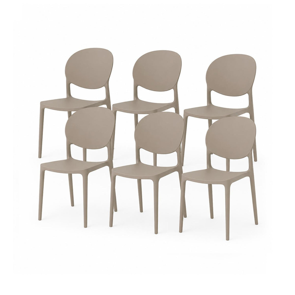 SET 6 Sillas Plástico Apilable Deco Berlín Beige Escandinavia