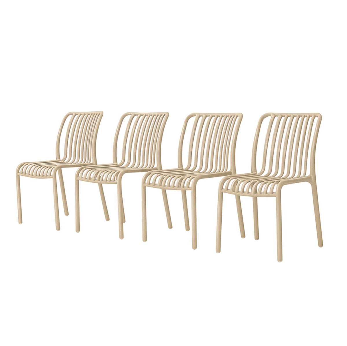 SET 4 Sillas Plástico Apilable Deco Bremen Beige Escandinavia