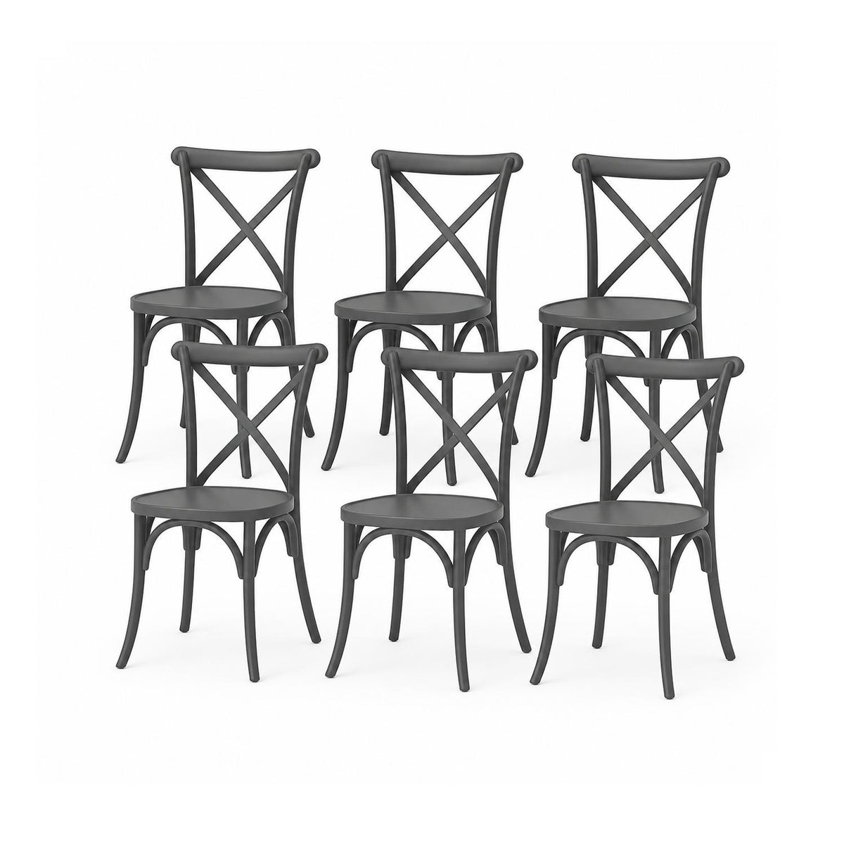 SET 6 Sillas Plástico Apilable Deco Copenhagen Gris Escandinavia